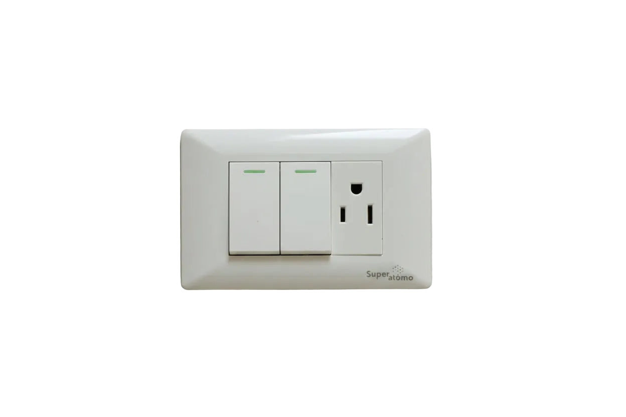 PLACA  CON  2  INTERRUPTORES  DE  ESCALERA  Y  1  CONTACTO  DE  1  MÓDULO Imagen principal del producto