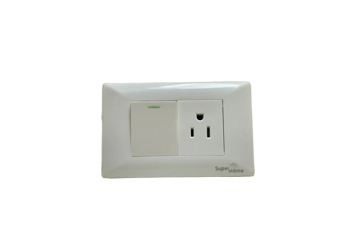 PLACA  CON  1  INTERRUPTOR  DE  ESCALERA  Y  1  CONTACTO  DE  1.5  MÓDULOS