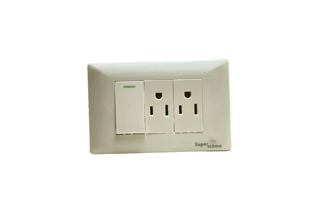PLACA  CON  1  INTERRUPTOR  DE  ESCALERA  Y  2  CONTACTOS  DE  1  MÓDULO